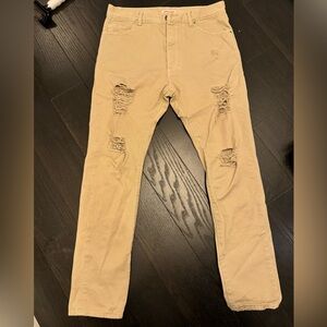 Palm Angels Ripped Denim Khaki Pants